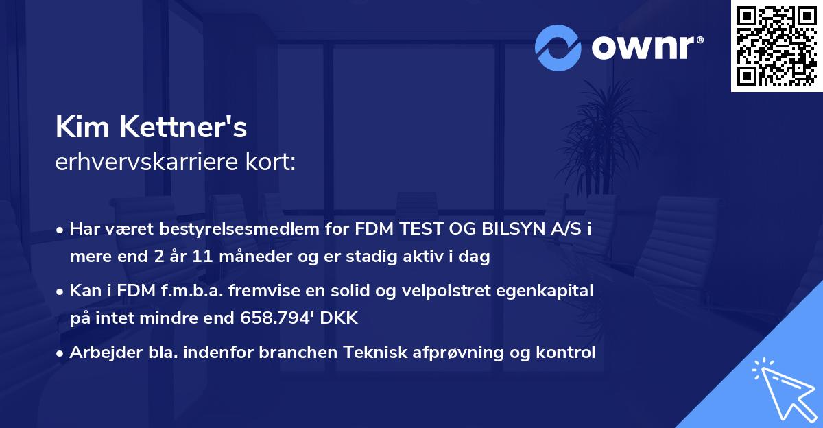 Kim Kettner's erhvervskarriere kort