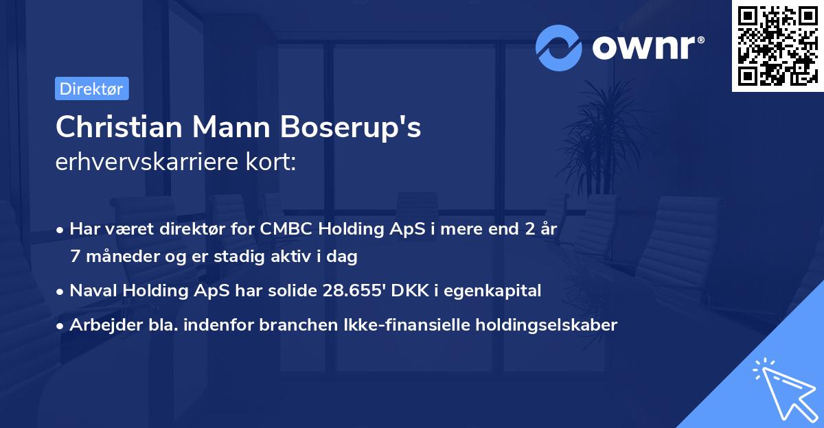 Christian Mann Boserup's erhvervskarriere kort