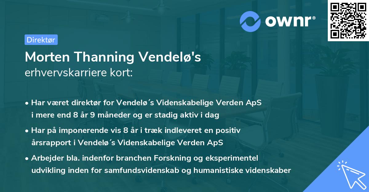 Morten Thanning Vendelø's erhvervskarriere kort