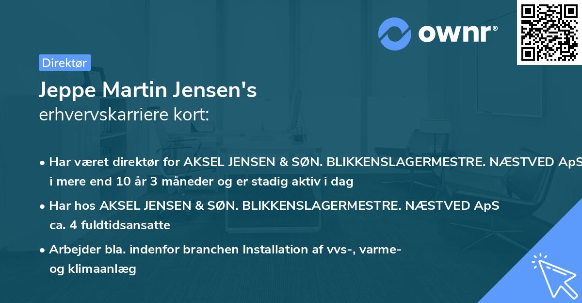 Jeppe Martin Jensen's erhvervskarriere kort