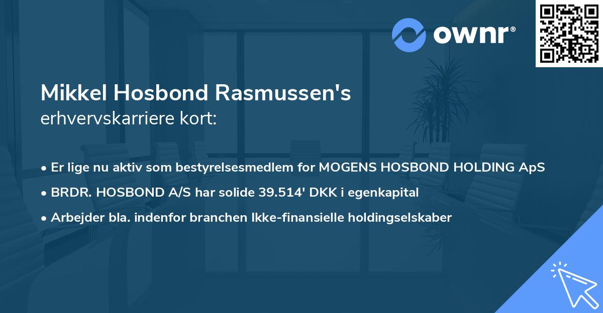 Mikkel Hosbond Rasmussen's erhvervskarriere kort