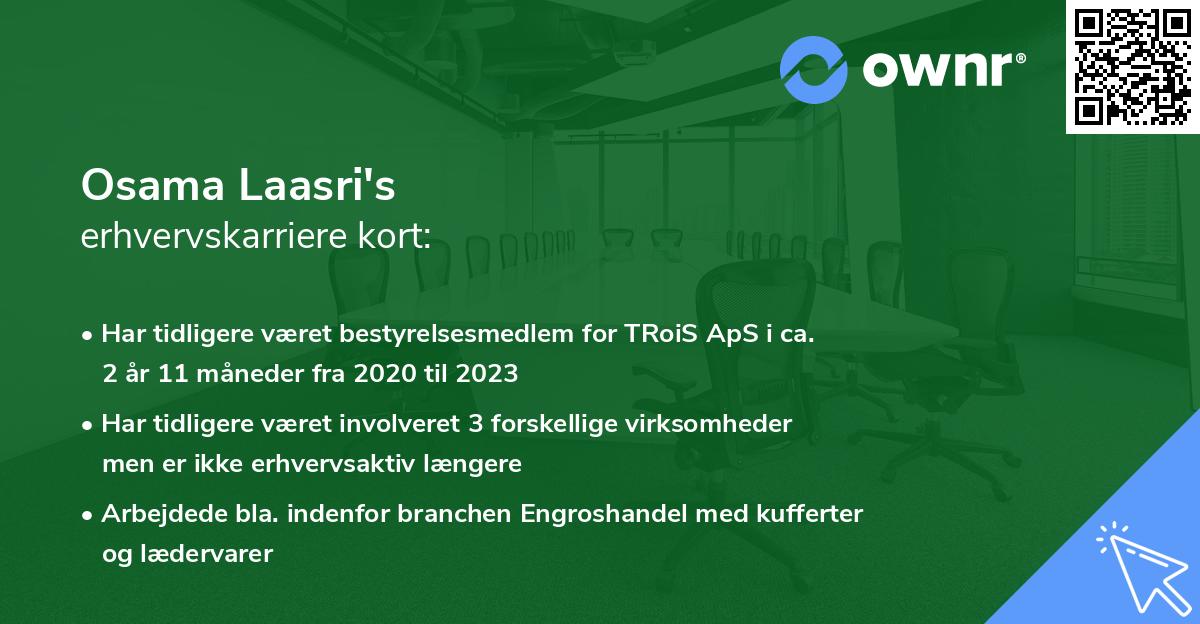 Osama Laasri's erhvervskarriere kort