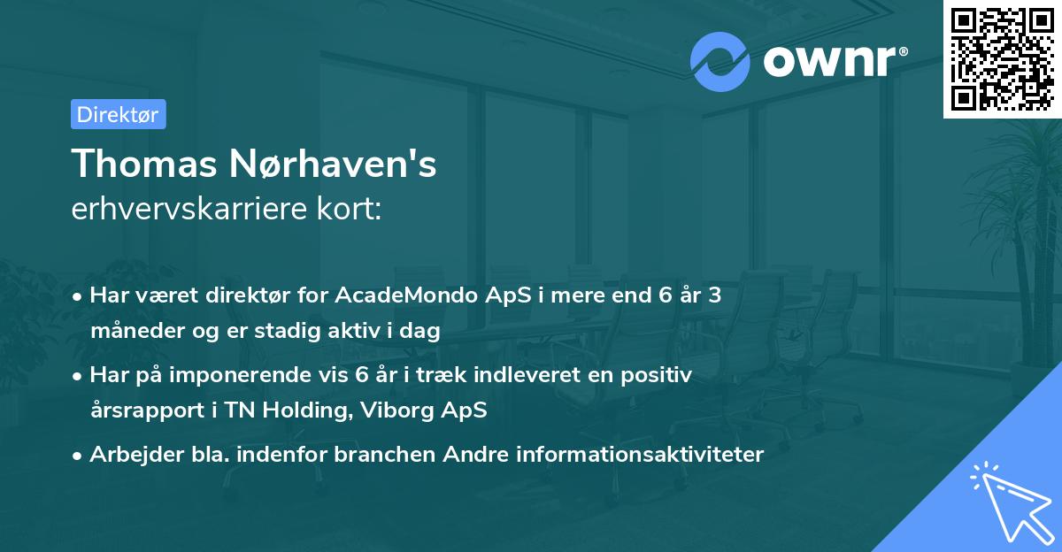 Thomas Nørhaven's erhvervskarriere kort