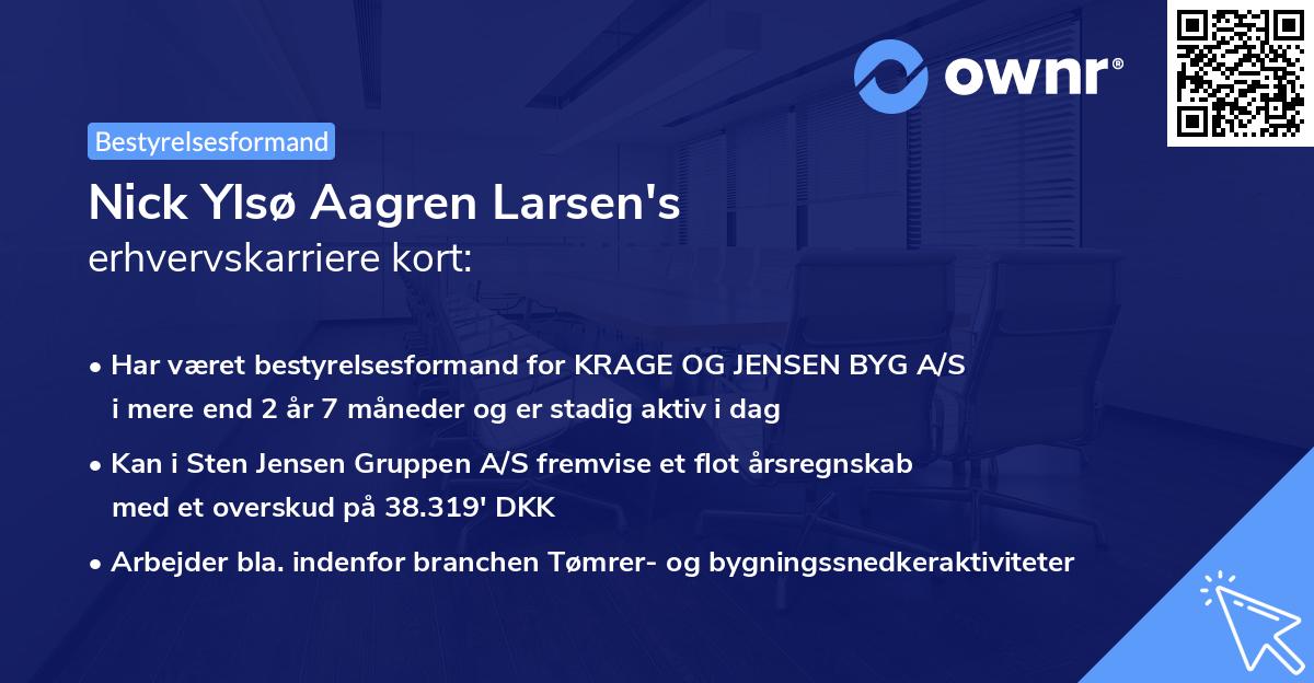 Nick Ylsø Aagren Larsen's erhvervskarriere kort