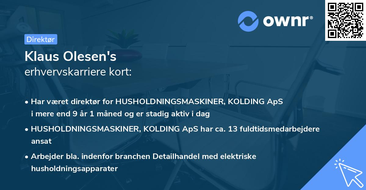 Klaus Olesen's erhvervskarriere kort