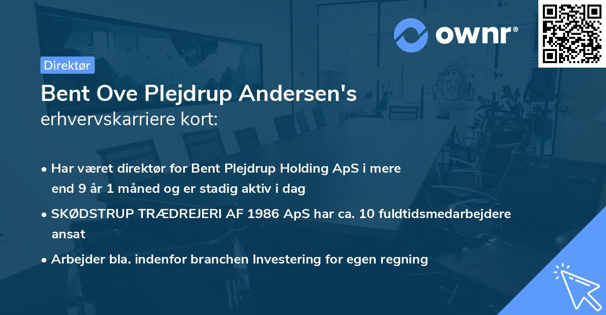 Bent Ove Plejdrup Andersen's erhvervskarriere kort