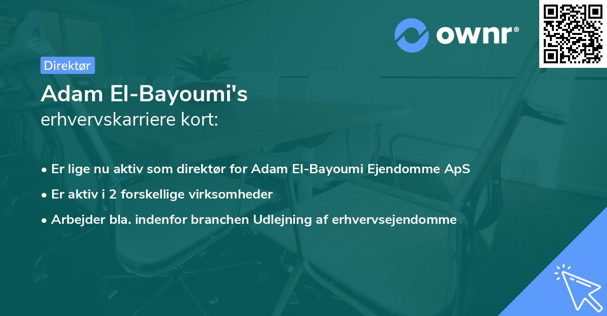 Adam El-Bayoumi's erhvervskarriere kort