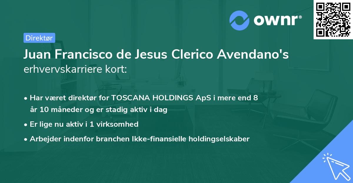 Juan Francisco de Jesus Clerico Avendano's erhvervskarriere kort