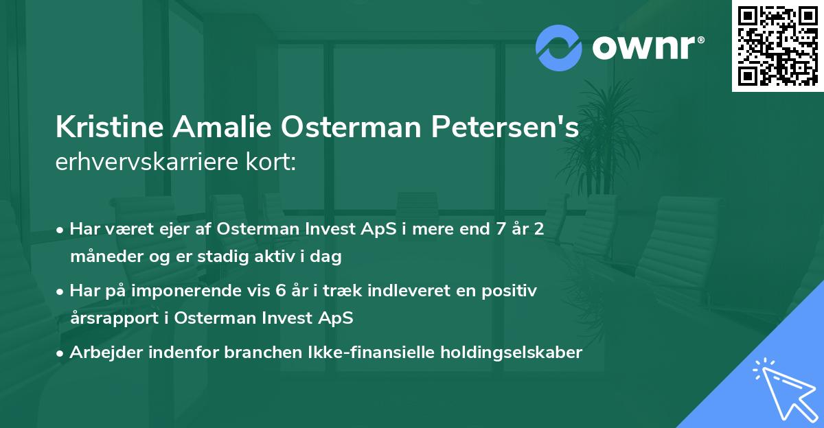 Kristine Amalie Osterman Petersen's erhvervskarriere kort