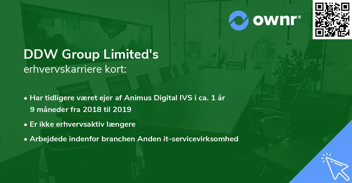 DDW Group Limited's erhvervskarriere kort