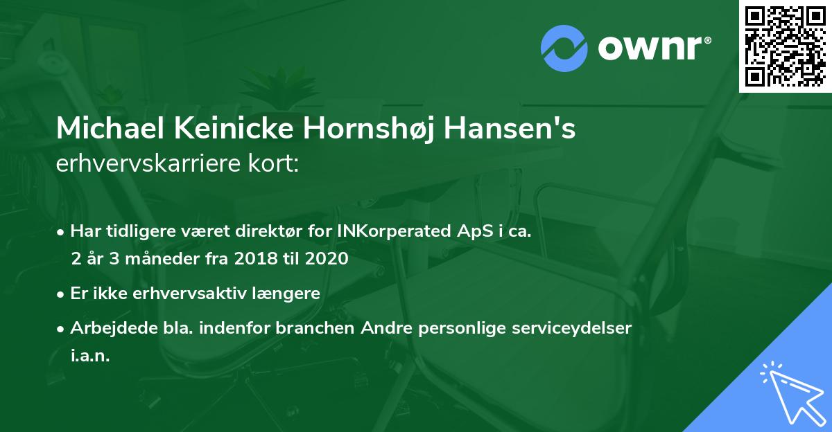 Michael Keinicke Hornshøj Hansen's erhvervskarriere kort