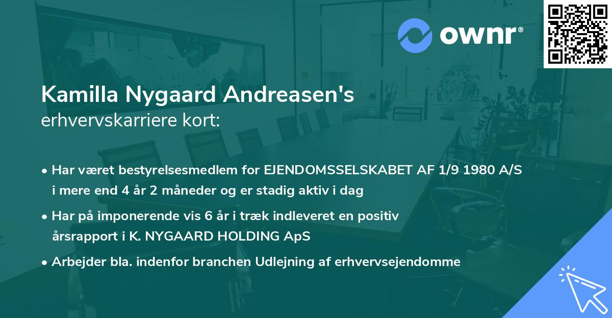 Kamilla Nygaard Andreasen's erhvervskarriere kort