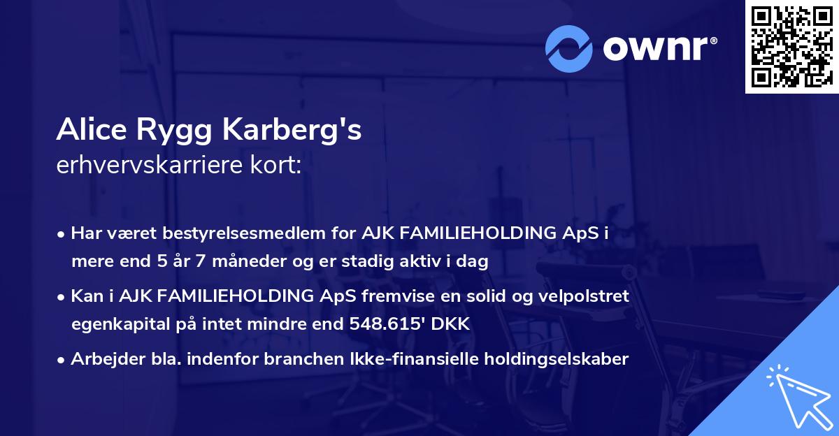 Alice Rygg Karberg's erhvervskarriere kort