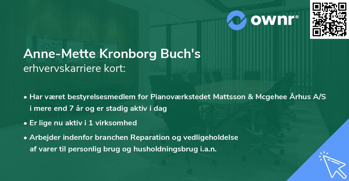 Anne-Mette Kronborg Buch's erhvervskarriere kort