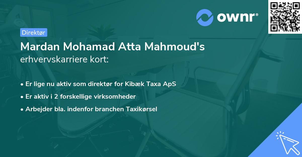 Mardan Mohamad Atta Mahmoud's erhvervskarriere kort