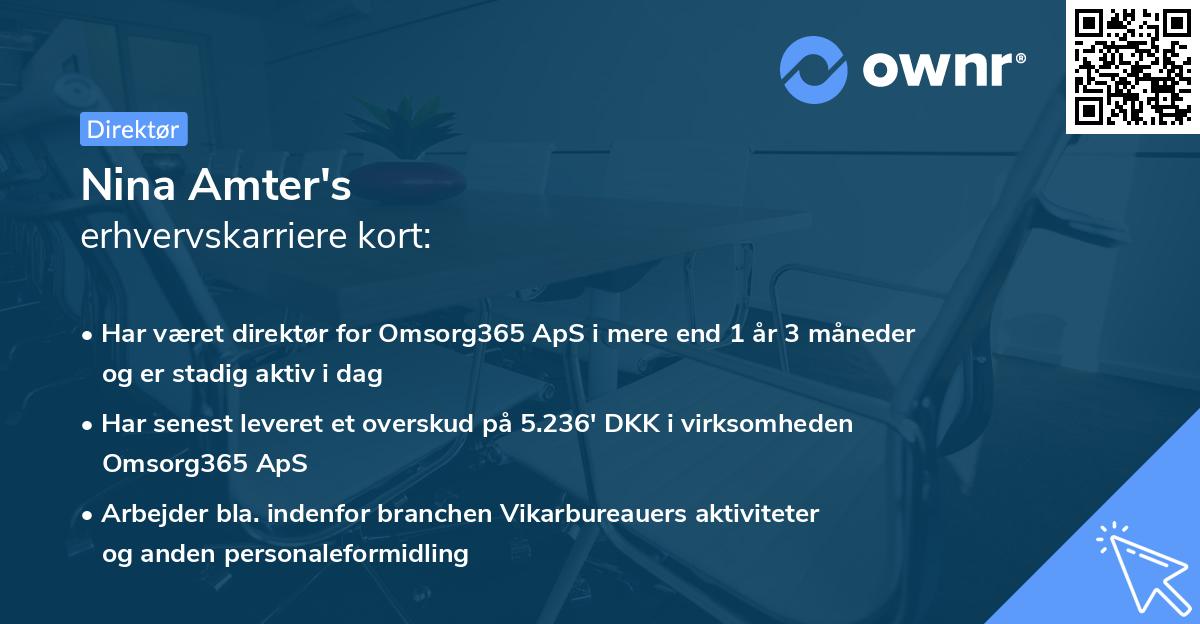 Nina Amter's erhvervskarriere kort