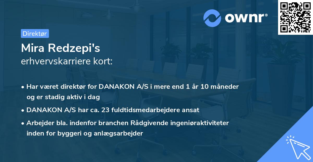 Mira Redzepi's erhvervskarriere kort