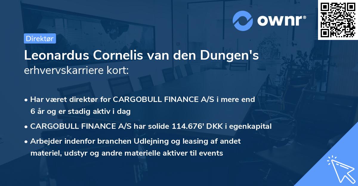 Leonardus Cornelis van den Dungen's erhvervskarriere kort
