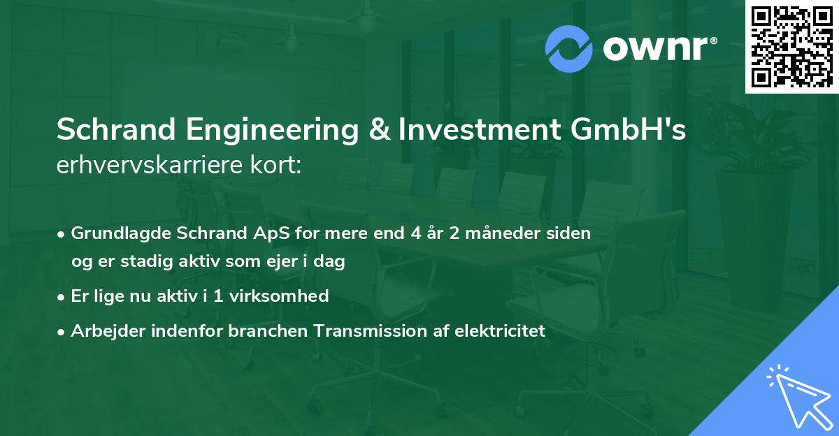 Schrand Engineering & Investment GmbH's erhvervskarriere kort