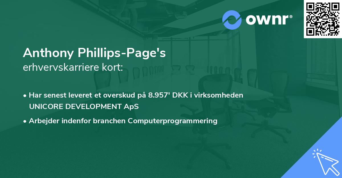 Anthony Phillips-Page's erhvervskarriere kort