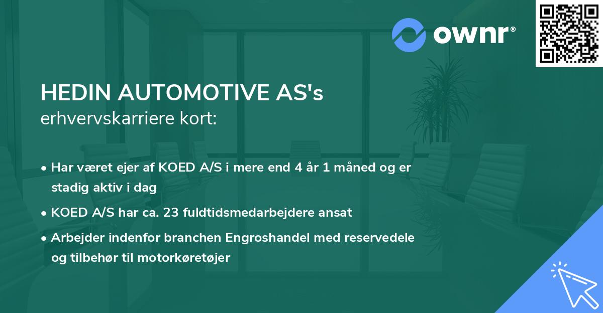 HEDIN AUTOMOTIVE AS's erhvervskarriere kort