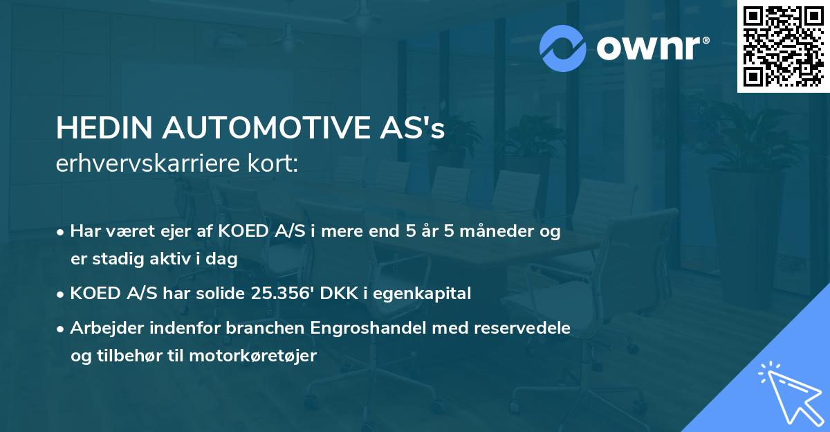 HEDIN AUTOMOTIVE AS's erhvervskarriere kort