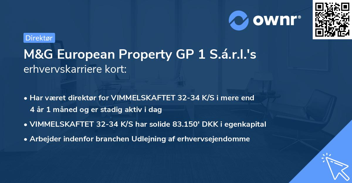 M&G European Property GP 1 S.á.r.l.'s erhvervskarriere kort