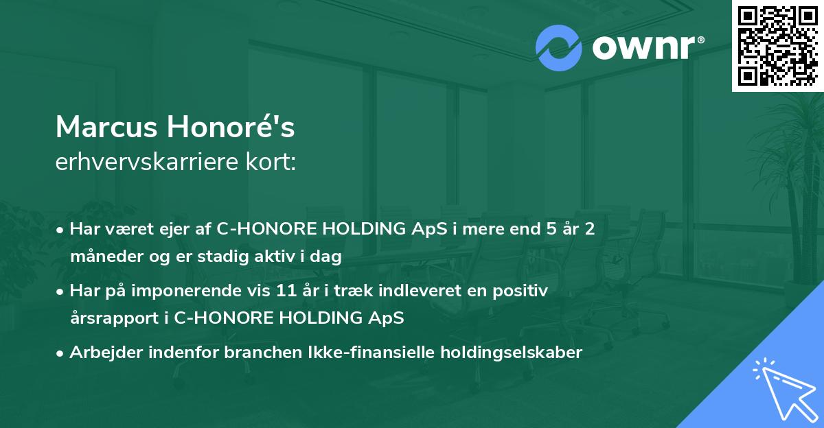 Marcus Honoré's erhvervskarriere kort
