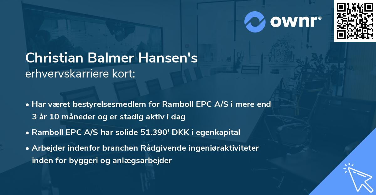 Christian Balmer Hansen's erhvervskarriere kort