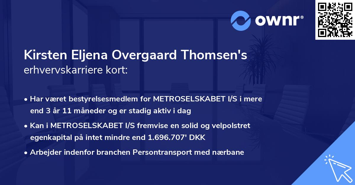 Kirsten Eljena Overgaard Thomsen's erhvervskarriere kort