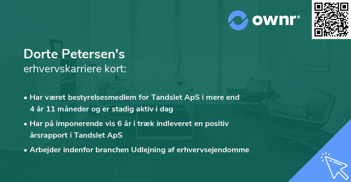 Dorte Petersen's erhvervskarriere kort