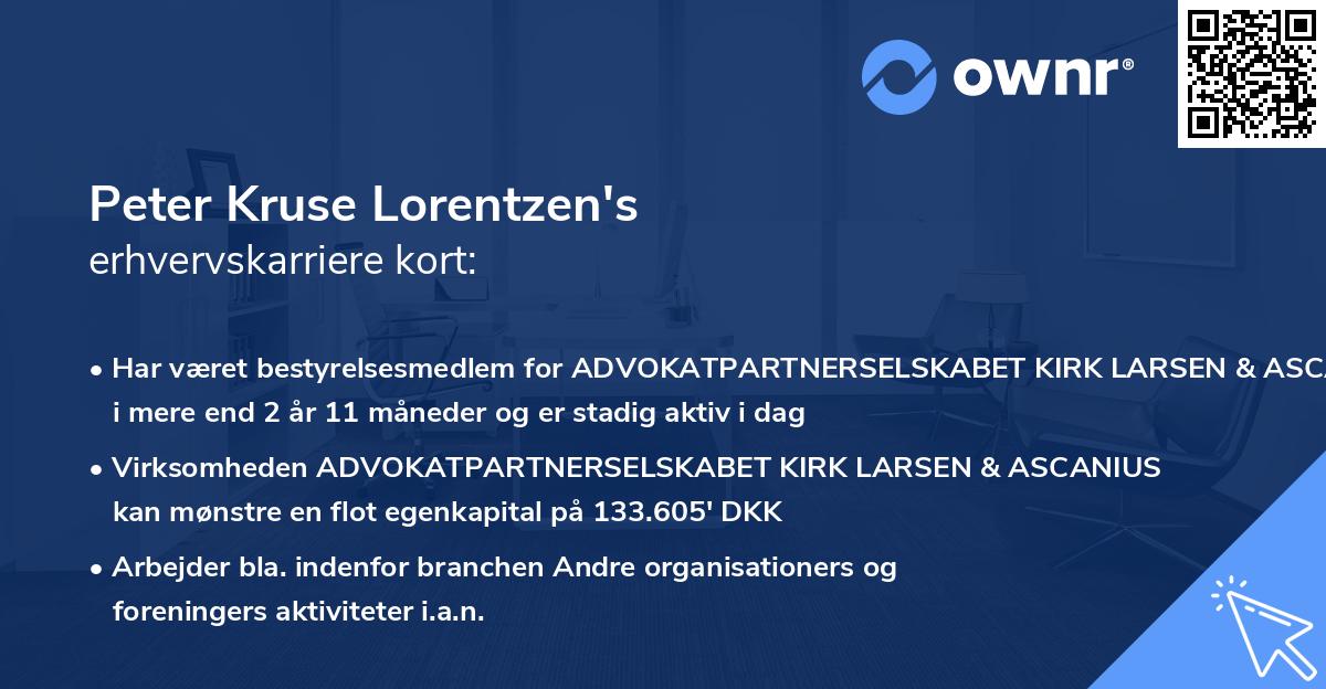 Peter Kruse Lorentzen's erhvervskarriere kort