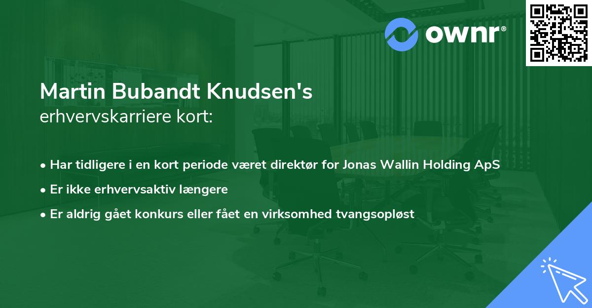 Martin Bubandt Knudsen's erhvervskarriere kort