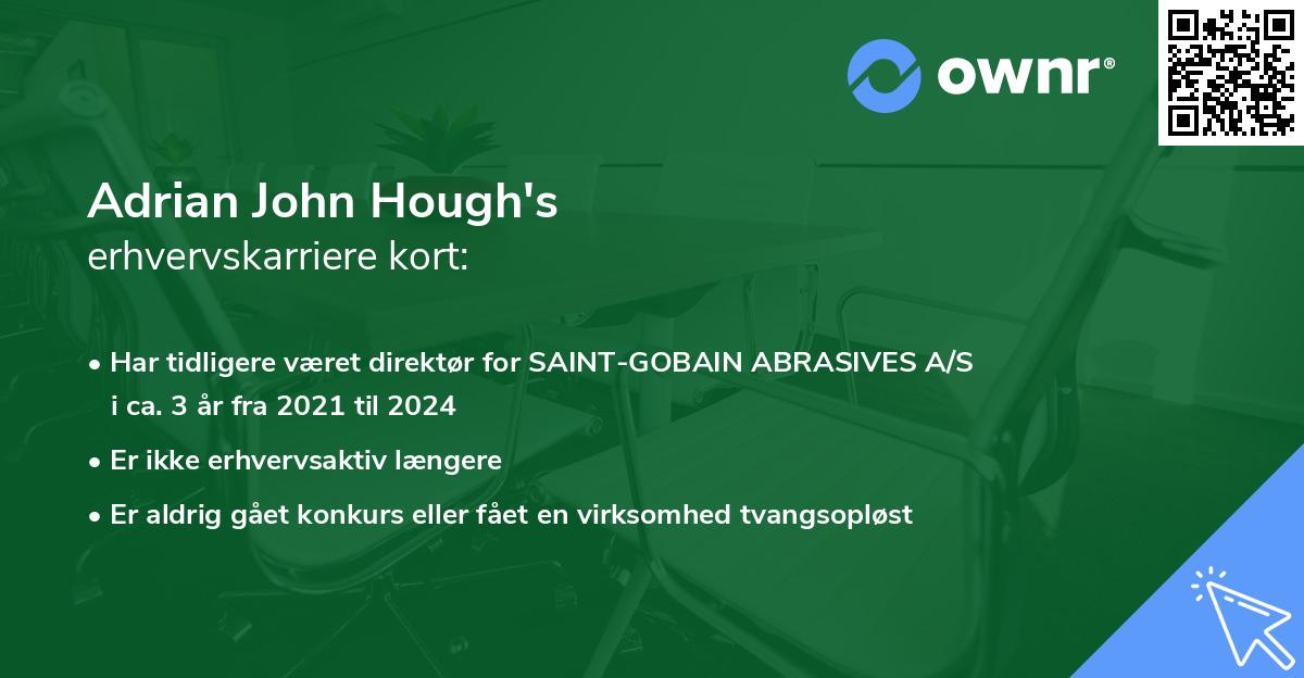 Adrian John Hough's erhvervskarriere kort