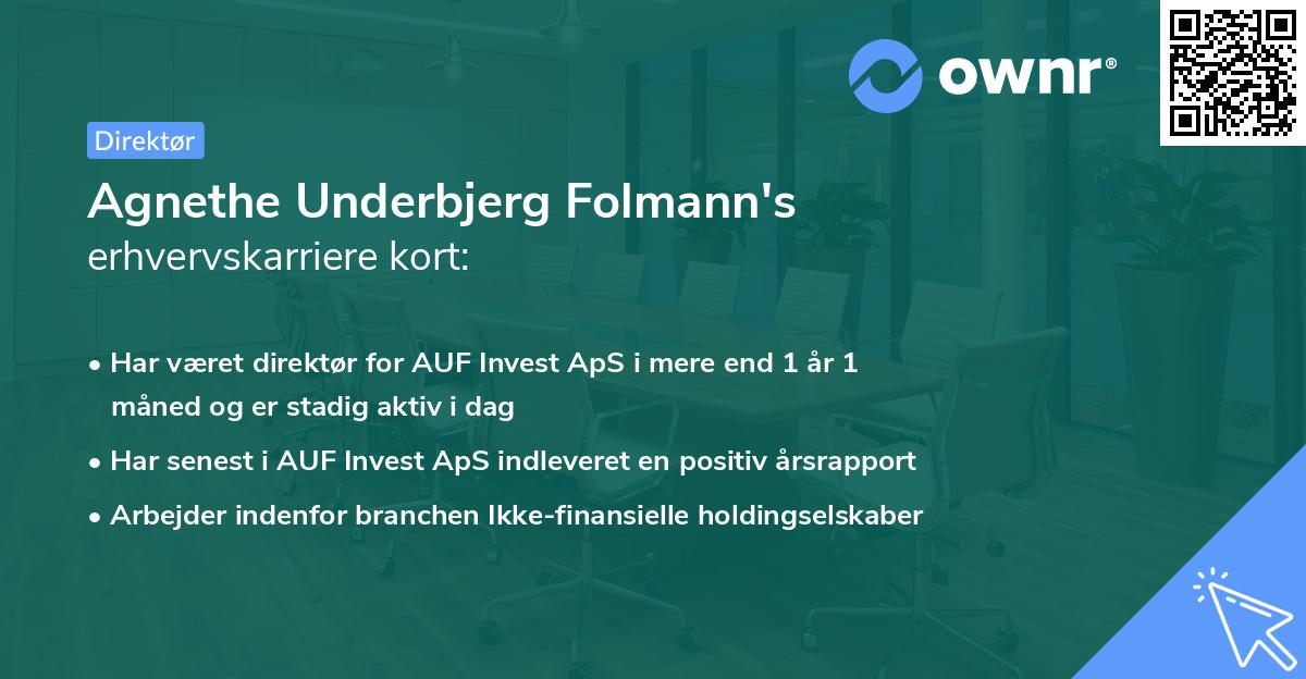 Agnethe Underbjerg Folmann's erhvervskarriere kort