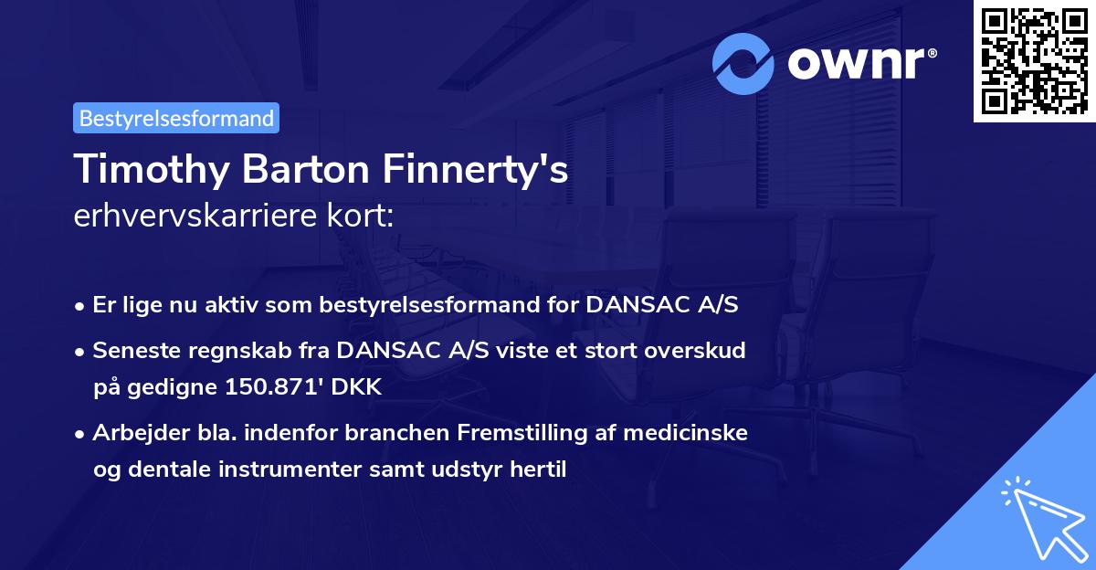 Timothy Barton Finnerty's erhvervskarriere kort