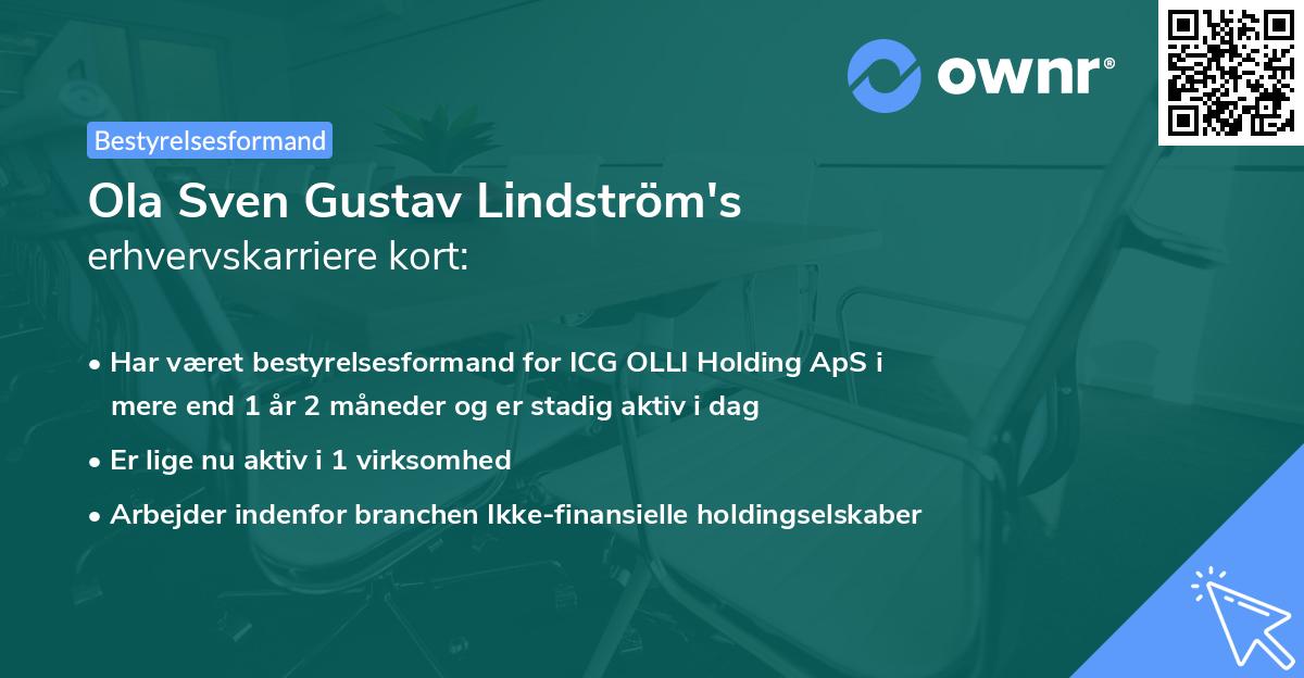 Ola Sven Gustav Lindström's erhvervskarriere kort