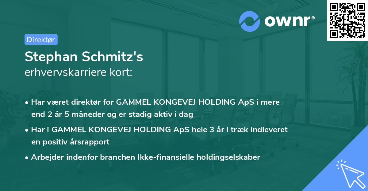 Stephan Schmitz's erhvervskarriere kort