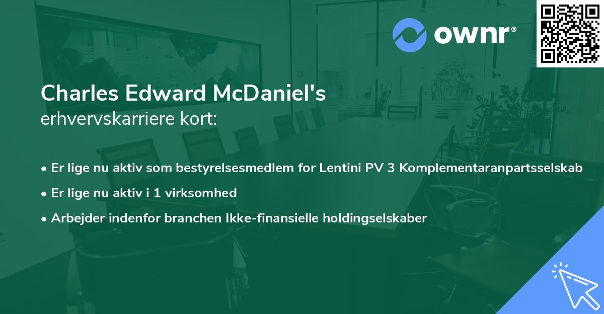 Charles Edward McDaniel's erhvervskarriere kort