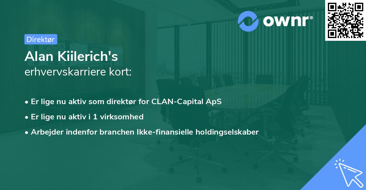 Alan Kiilerich's erhvervskarriere kort