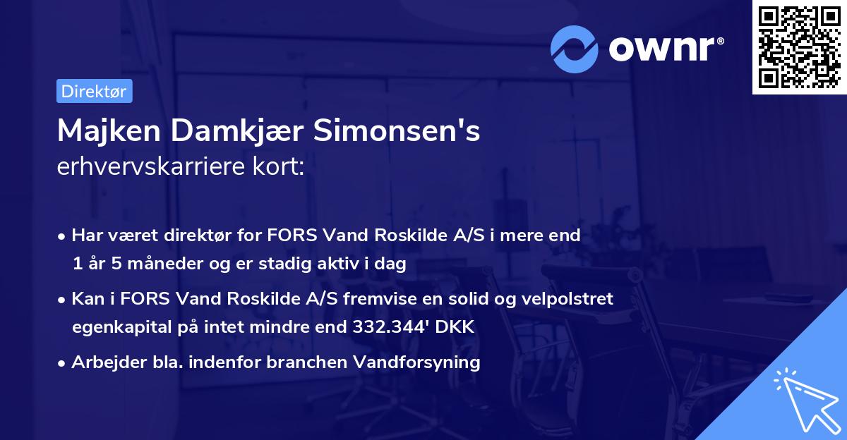 Majken Damkjær Simonsen's erhvervskarriere kort