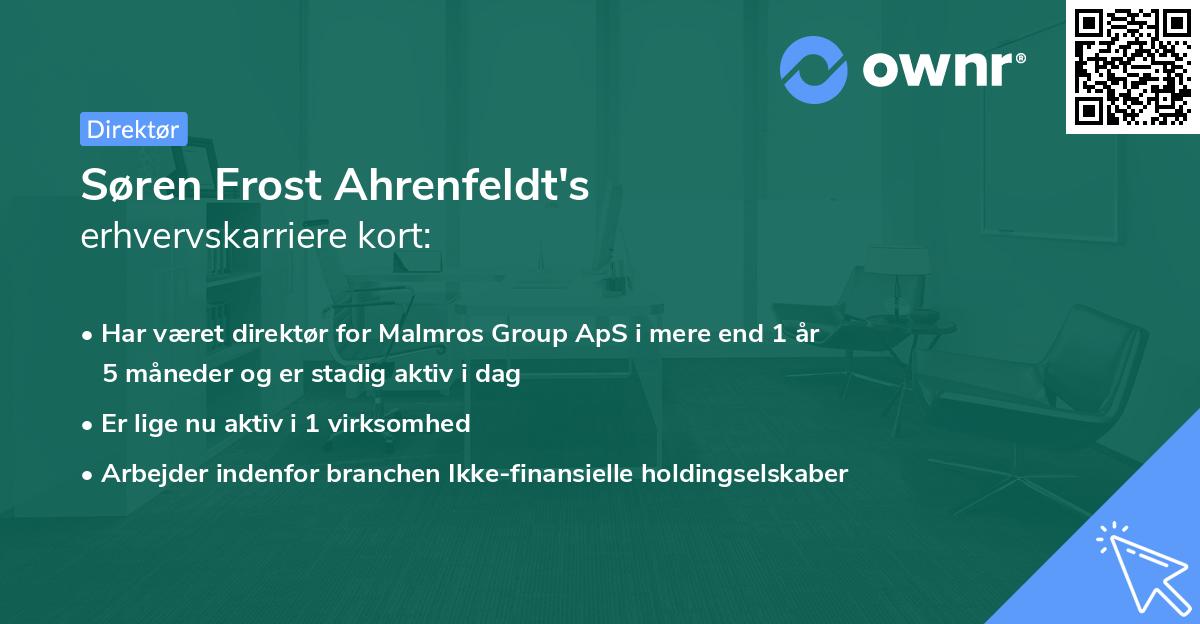 Søren Frost Ahrenfeldt's erhvervskarriere kort