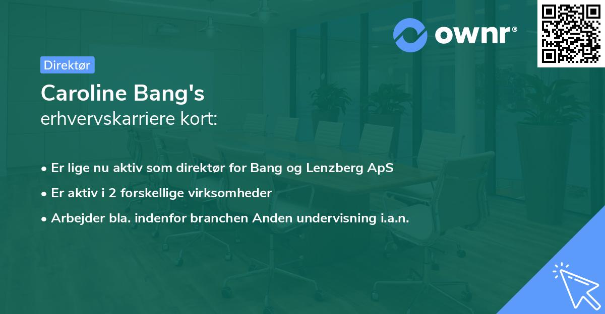 Caroline Bang's erhvervskarriere kort