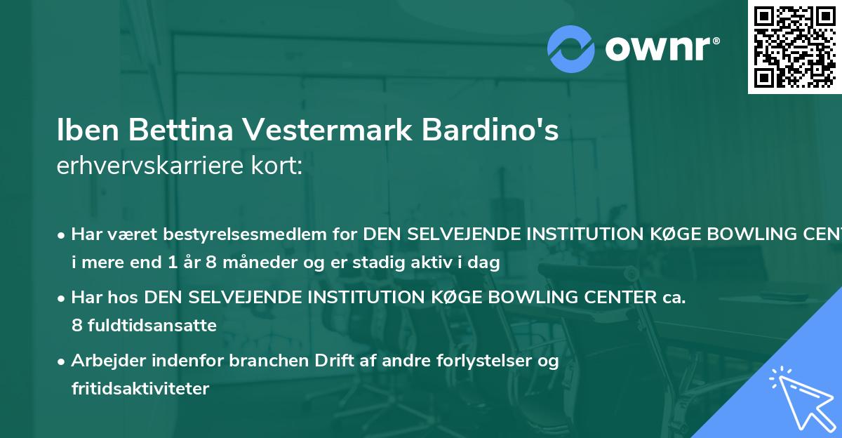 Iben Bettina Vestermark Bardino's erhvervskarriere kort