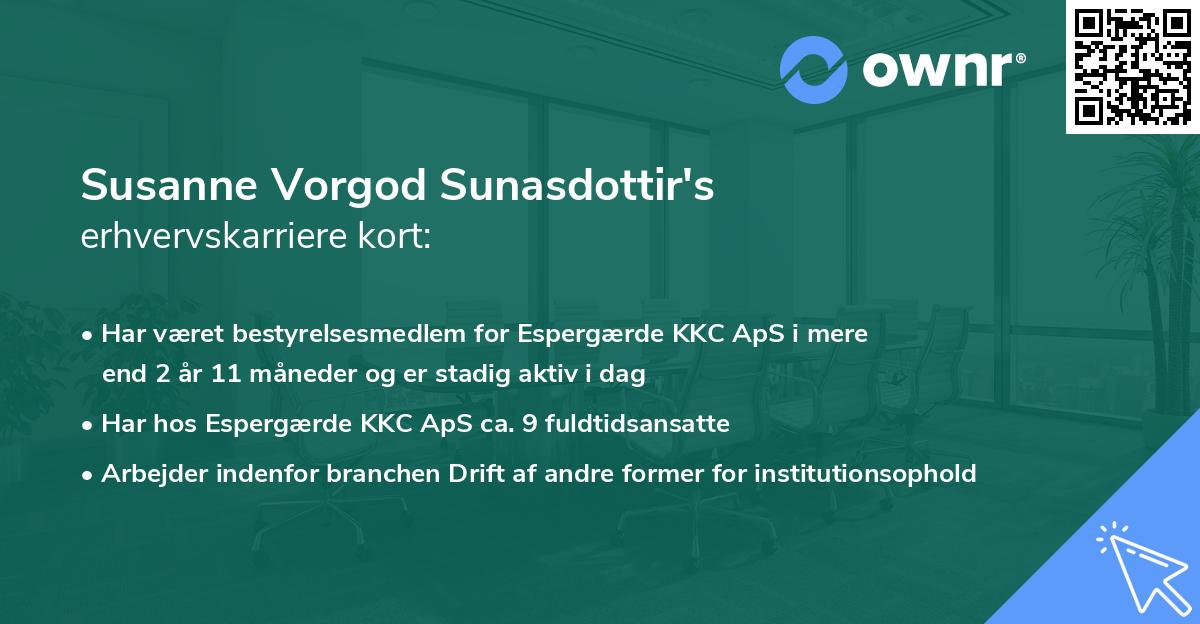 Susanne Vorgod Sunasdottir's erhvervskarriere kort