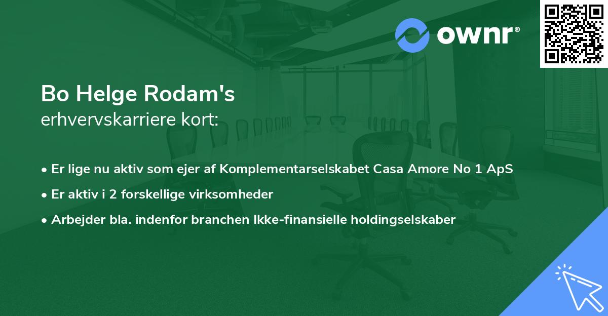 Bo Helge Rodam's erhvervskarriere kort