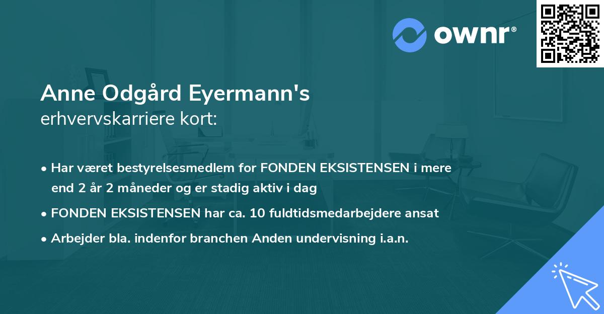 Anne Odgård Eyermann's erhvervskarriere kort