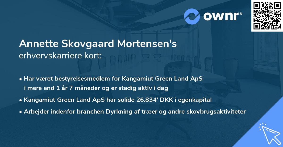 Annette Skovgaard Mortensen's erhvervskarriere kort