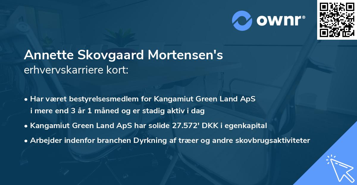 Annette Skovgaard Mortensen's erhvervskarriere kort