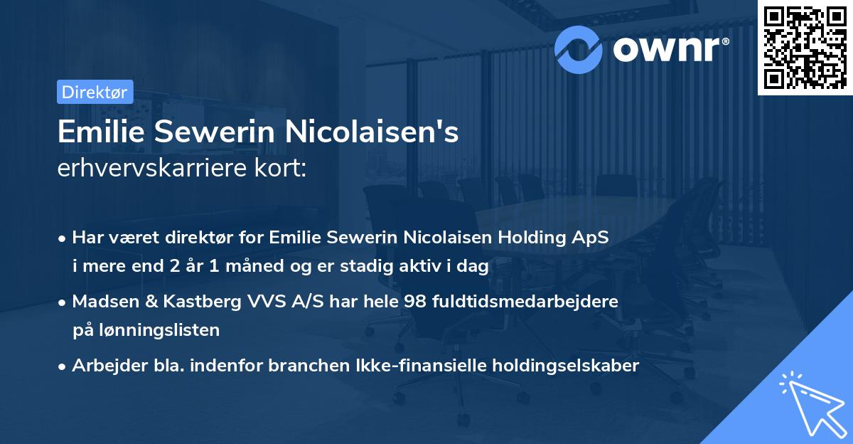 Emilie Sewerin Nicolaisen's erhvervskarriere kort